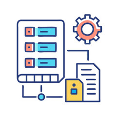 Data processing and management system configuration vector illustration