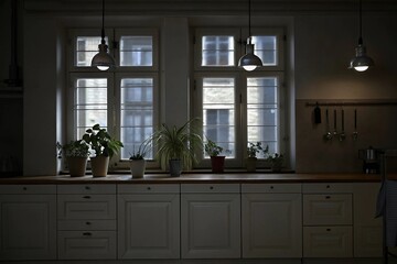 interior of the kitchen old house