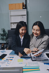 Accounting company provide finance and taxation planning for profitable cash flow, Auditor and accountant team working in office, analyze financial data and accounting record with calculator.Insight