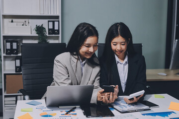 Accounting company provide finance and taxation planning for profitable cash flow, Auditor and accountant team working in office, analyze financial data and accounting record with calculator.Insight