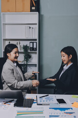 Accounting company provide finance and taxation planning for profitable cash flow, Auditor and accountant team working in office, analyze financial data and accounting record with calculator.Insight