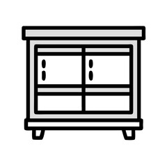 White drawer outline against White Background minimal illustration style