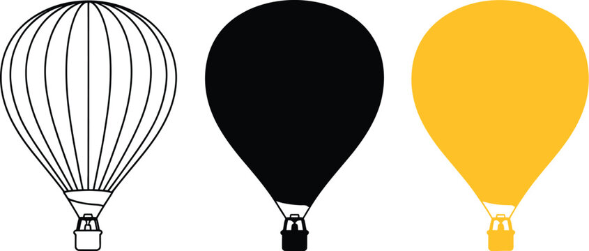 Hot air balloon vector illustration set isolated on white background for travel and adventure design editable vector illustration with png format
