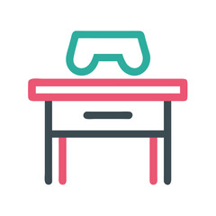 Gaming desk with teal controller on White Background icon