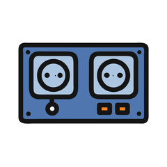 Stylized blue electrical outlet illustration on a White Background