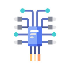 Obraz premium Simplified flat design of a microchip on White backdrop