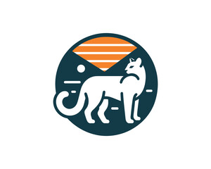 Wild animal cougar logo in flat design