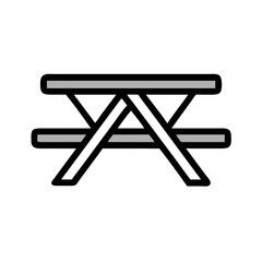 Minimalist Picnic Table Illustration on White Background