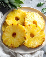 Juicy Pineapple Slices on a Plate