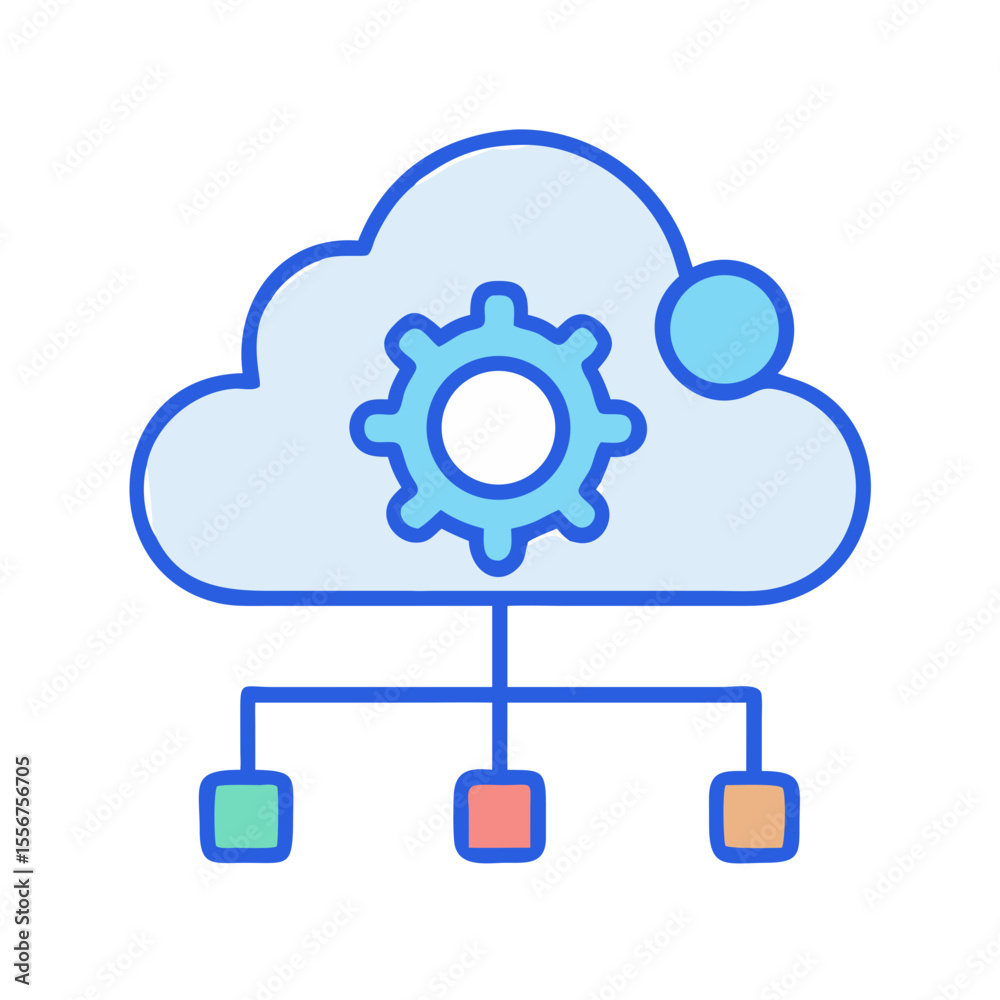 Poster cloud computing system showing connected devices and network operations