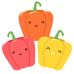かわいいパプリカ　キャラクター　夏野菜　ベクターイラスト