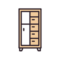 Cartoon style closet with door and drawers illustration