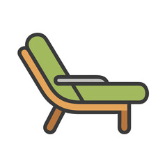 Isolated green lounge chair on White Background illustration art