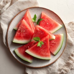 Juicy Watermelon Slices on a Plate