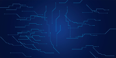 Abstract Digital Circuit Design with Blue Background and Connected Lines