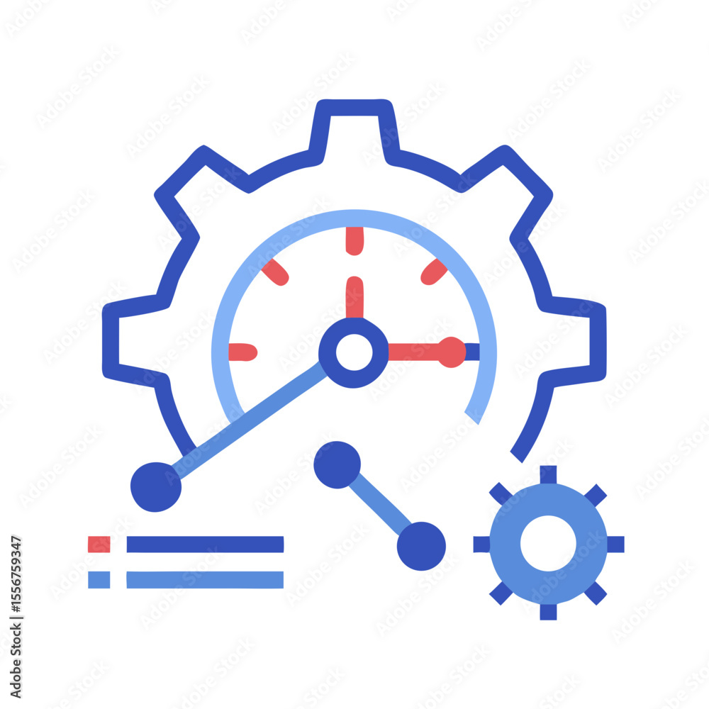 Poster data processing management concept with cogwheel and graph elements