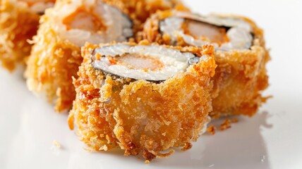 Deep-fried sushi maki roll with shrimp filling