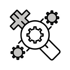 Technical settings icon featuring gears and adjustable wrench tool