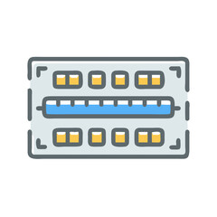 Simplified image of computer memory module on White Background