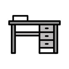 Minimalist gray desk on White Background, clean vector graphic