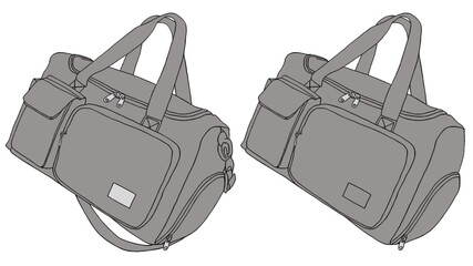 ボストンバック　灰色　２セット　ひもあり　ひもなし　イラスト