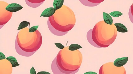 Obraz premium Peaches Pattern Pink Background.