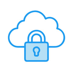 Cloud storage security concept featuring padlock on cloud icon