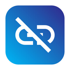 Line icon showing a broken link, symbolizing disconnection or removal of a link.