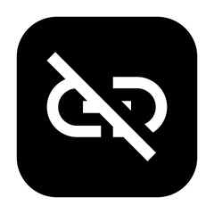 Line icon showing a broken link, symbolizing disconnection or removal of a link.