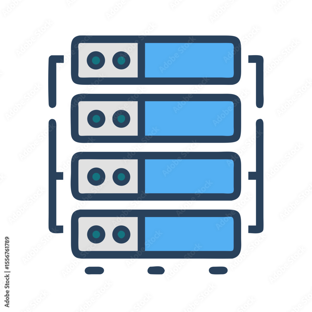Poster stacked servers icon depicting data storage and networking