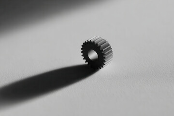 minimalist photograph of abstract biomechanical joint mechanism emphasizing single ultrabright element against