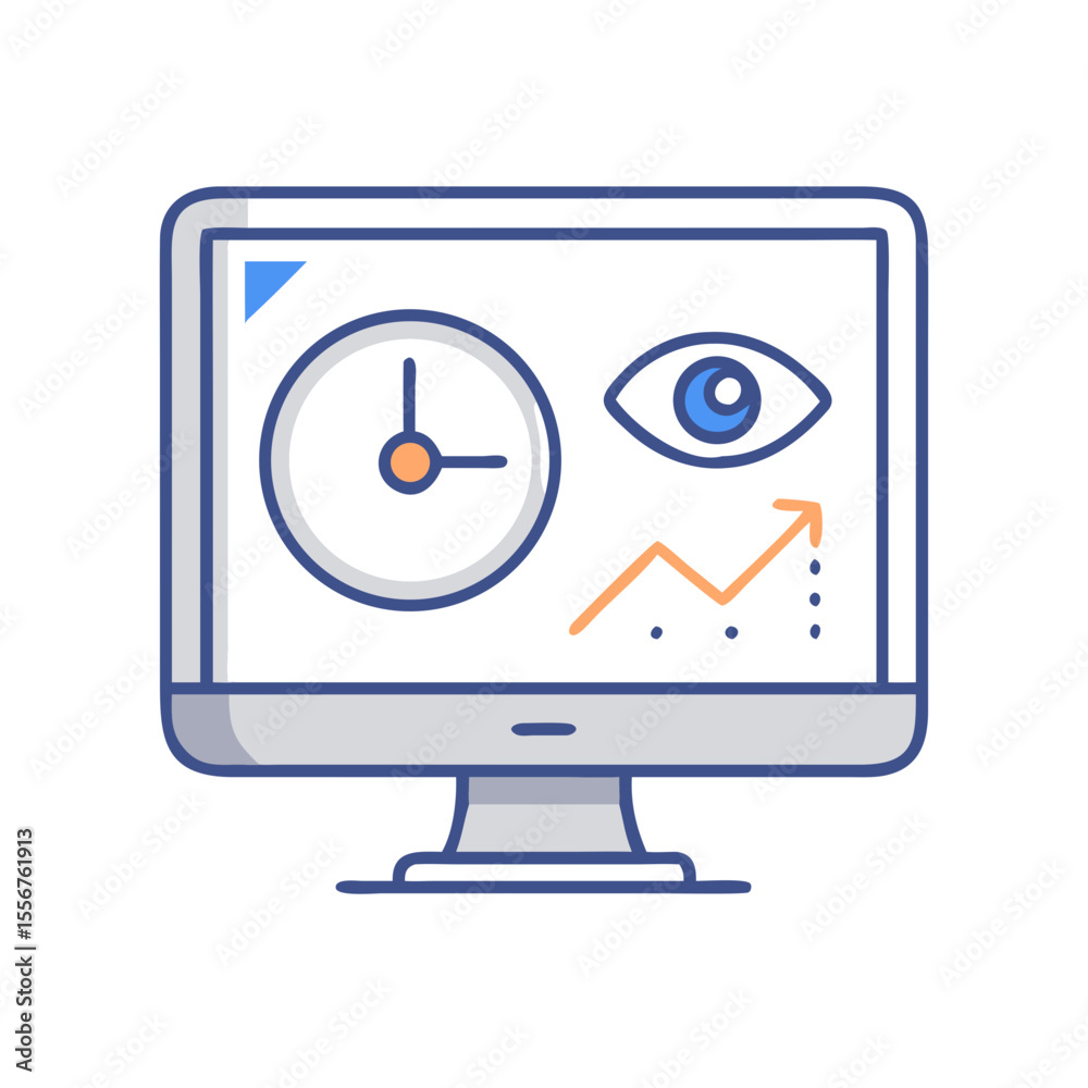 Poster data analysis visualization on computer monitor screen with analytics