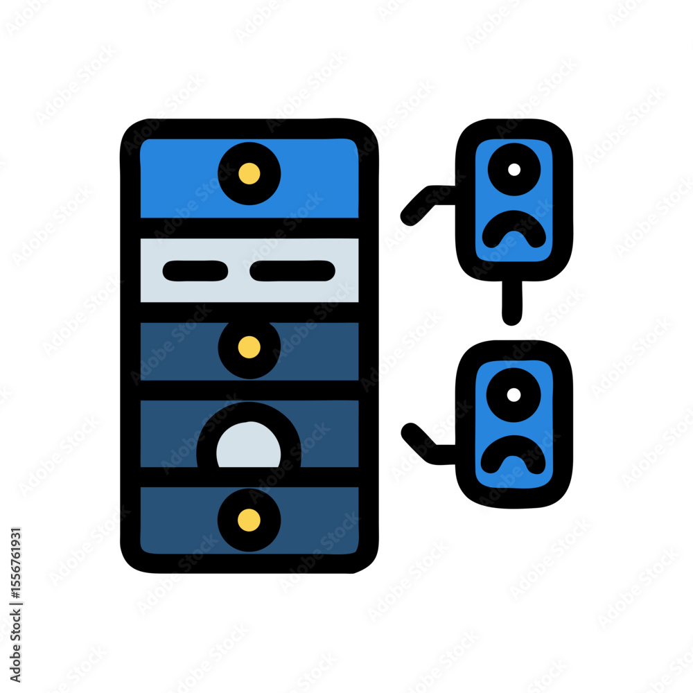 Poster server and user icons representing data management system