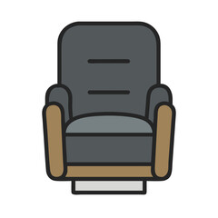 Grey armchair illustration in flat design on White Background