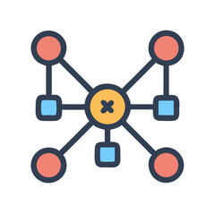 Abstract diagram network representing connections and relationships in design