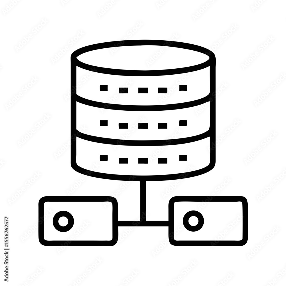 Poster database server flat line icon for technology concepts