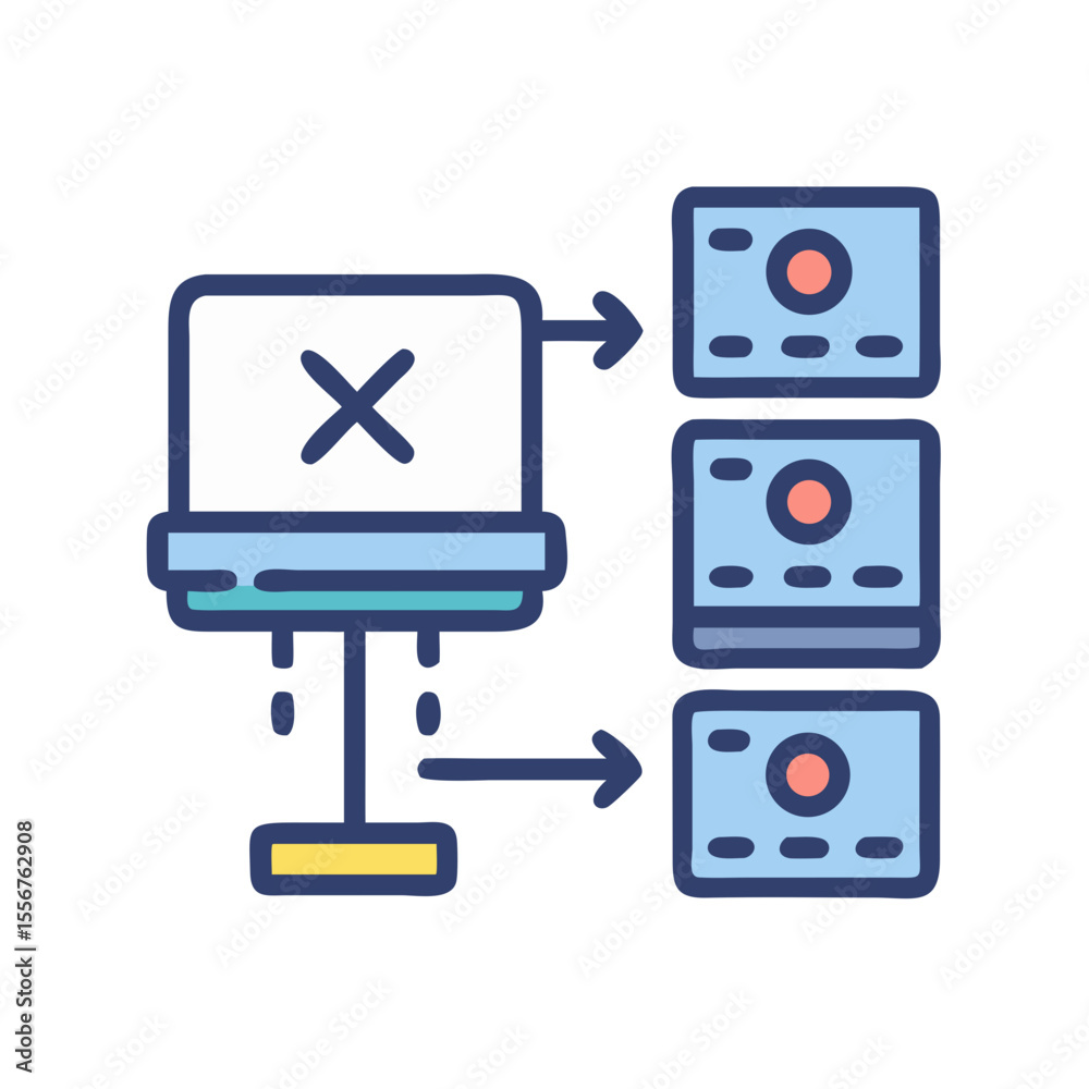 Poster Server error sending data to database icon illustration