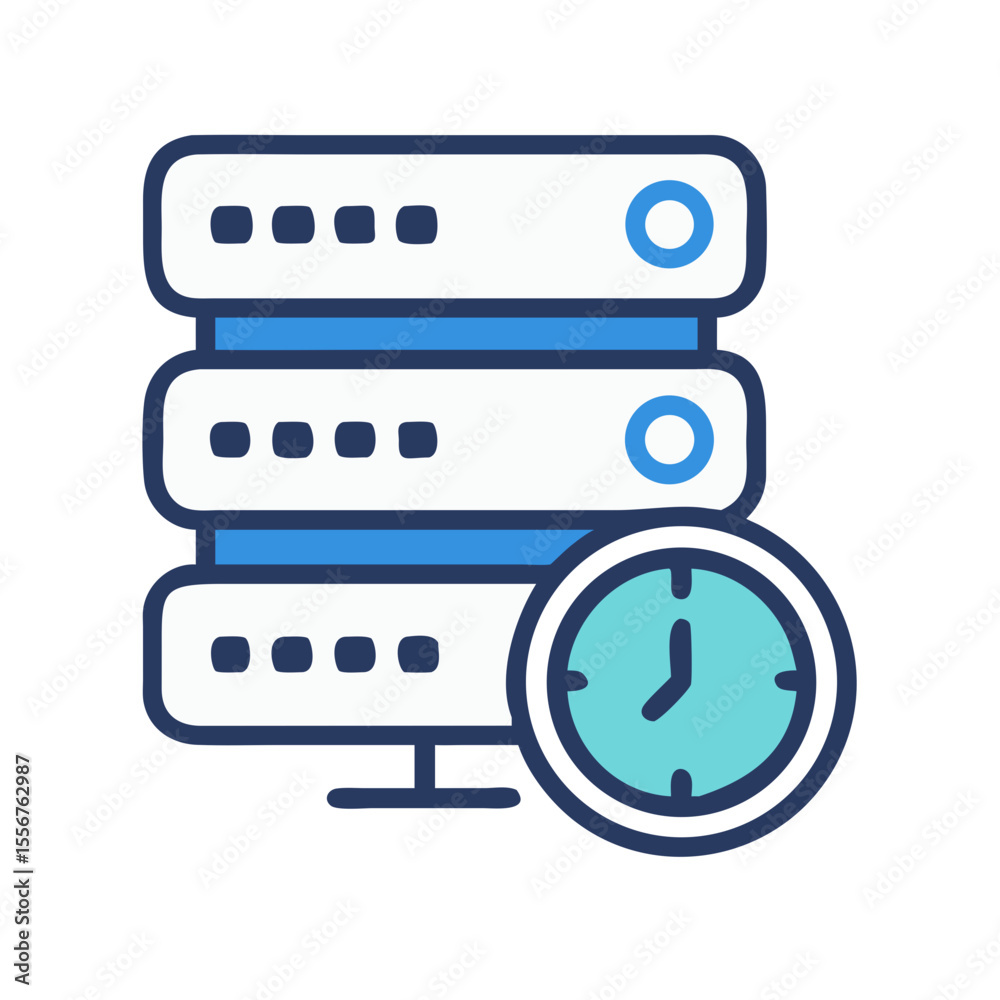 Poster server monitoring with time clock icon showing latency check