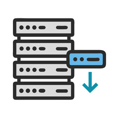 Data transfer to a stacked server icon illustration