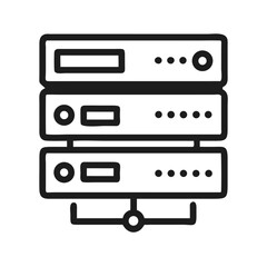 Three server racks icon outlined on a White Background