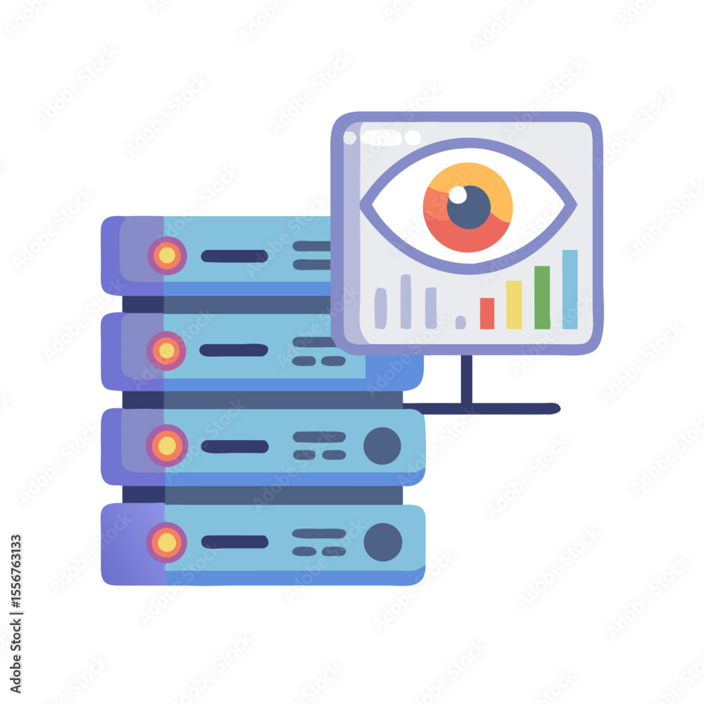 Poster server data monitoring system with eye and graph