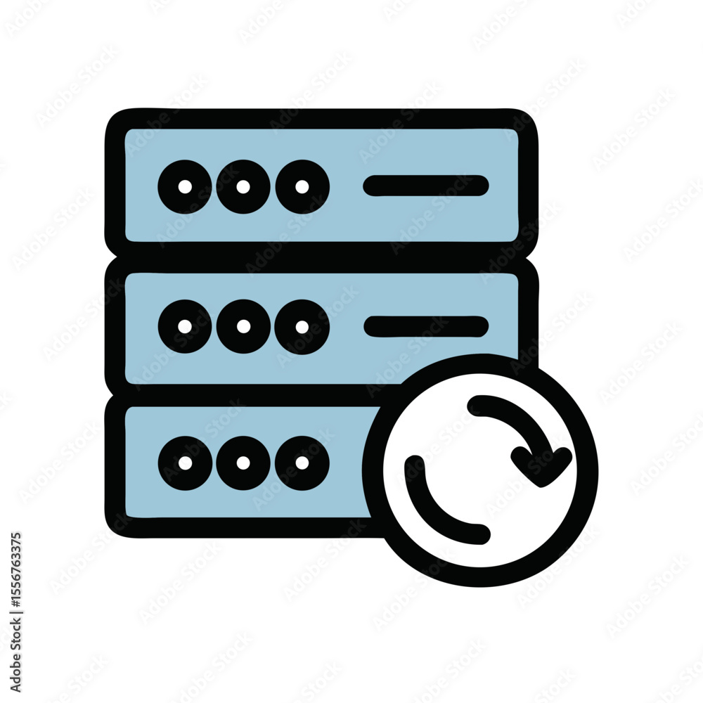 Poster Database server icon with refresh symbol for updating
