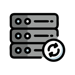 Server data sync process with transfer icon illustration