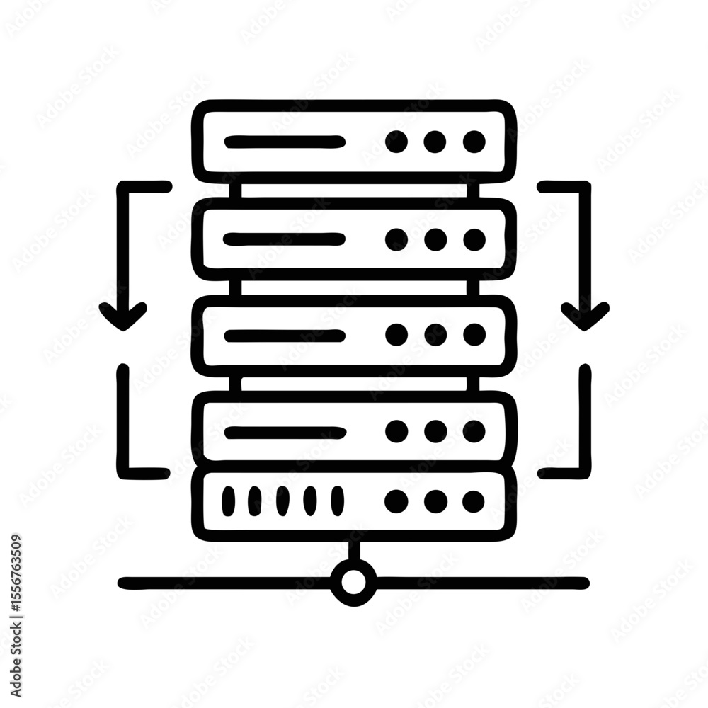Poster minimalist data servers representation with network connection graphic