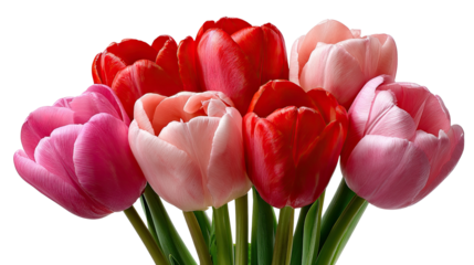 Vibrant Tulip Bouquet: A cluster of vibrant tulips in full bloom, showcasing an array of colors and textures, symbolizing the beauty and renewal of spring.