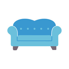 Stylized light blue sofa on White Background stock image