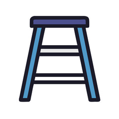 Blue step stool illustration against solid White Background image