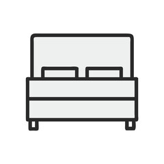 Modern light gray double bed icon on White Background