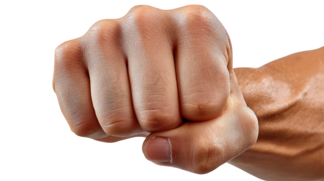 Strong Fist Gesture: A close-up image showcases a clenched fist, radiating power, resolve, and determination. This image conveys a sense of strength and action.