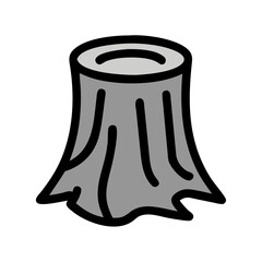 Stylized tree stump icon in gray against White Background